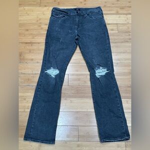 True Religion Ricky Relaxed Strait Jeans Men’s Size 36 Black Distressed